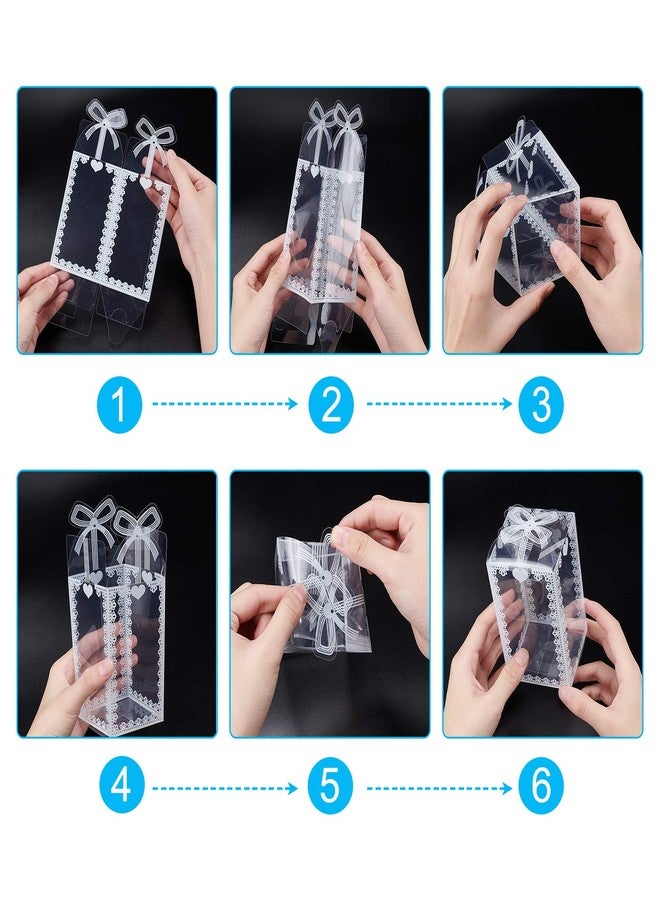 BENECREAT 24PCS Clear Plastic Gift Box with Bowknot 4.5x2.5x2.5 Transparent PVC Favor Boxes Packing Box for Holiday, Wedding Party Favors, Mother's Day Festival Gift Packaging - Image 3